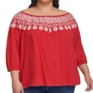Tommy Hilfiger off the shoulder plus top size 2X red NWT in packaging